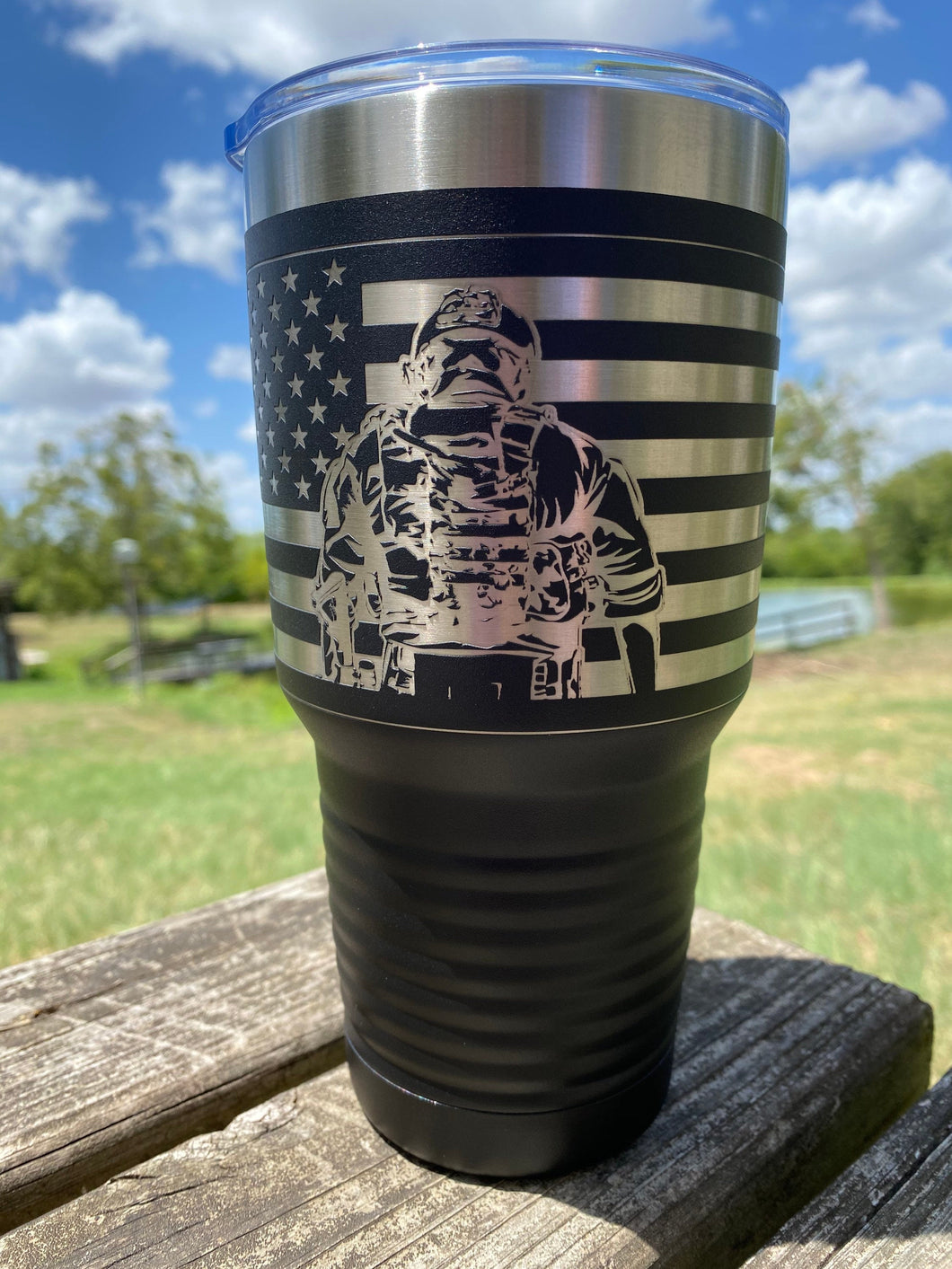 American Flag with Soldier Tumbler