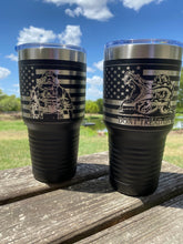 Load image into Gallery viewer, American Flag with Soldier Tumbler
